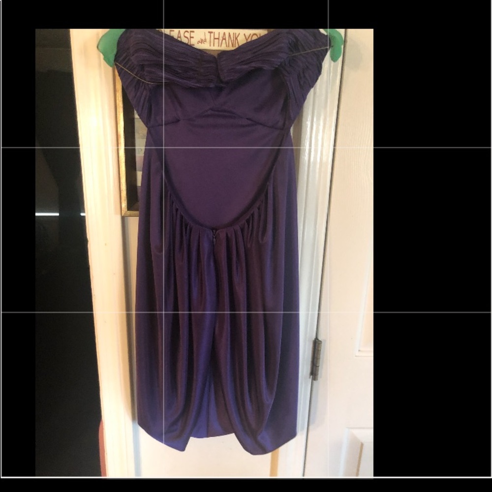 Purple strapless bubble hem dressy dress